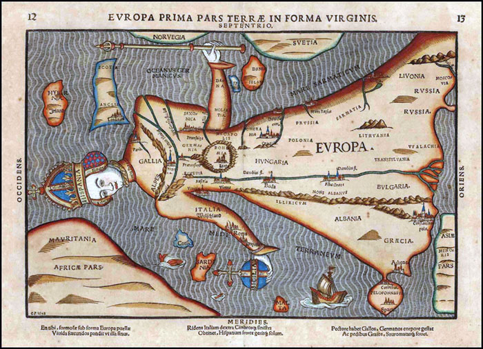 Europa Prima Pars Terrae in Forma Virginis (1581)